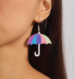 Rainbow Umbrella Drop Earrings