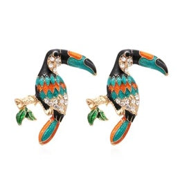 Toucan Rhinestone Stud Earrings