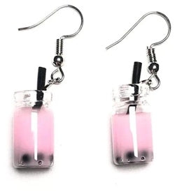 Pink Milk Tea Bottle Earrings