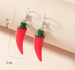 Red Chili Pepper Drop Earrings
