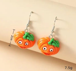 Googly Eye Pumpkin Drop Earrings