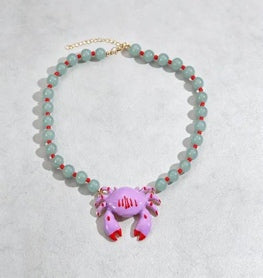 Purple Crab Beaded Necklace
