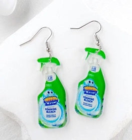 Green Spray Bottle Drop Earrings