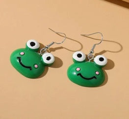 Round Frog Face Drop Earrings