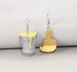 Yellow Paint Bucket Brush Earrings