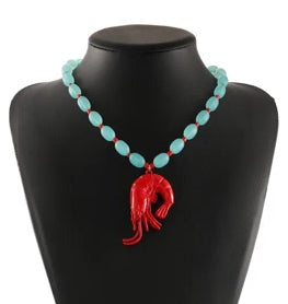Turquoise Shrimp Beaded Necklace