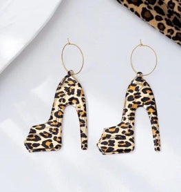 Leopard Print Heel Drop Earrings