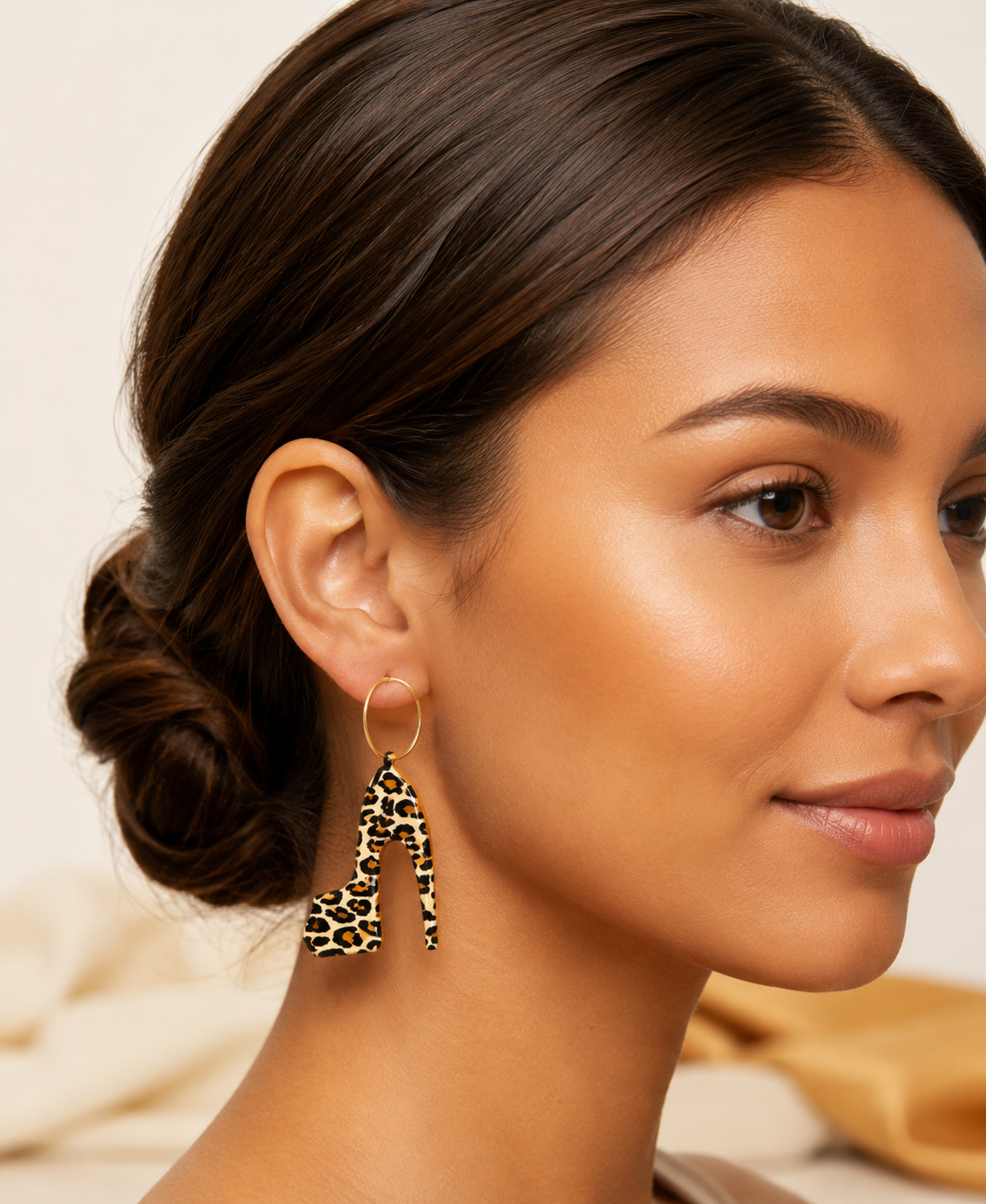 Leopard Print Heel Drop Earrings