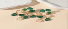Green Stone Gold Tassel Earrings