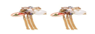 Gold Tassel Crystal Flower Earrings