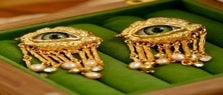 Gold Evil Eye Tassel Earrings