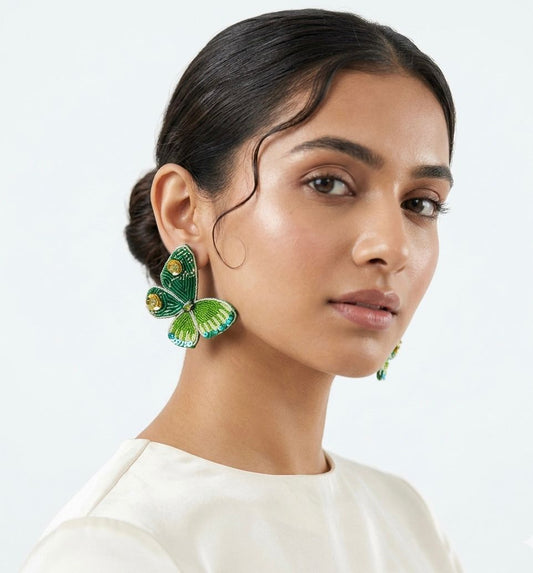 Beaded Green Butterfly