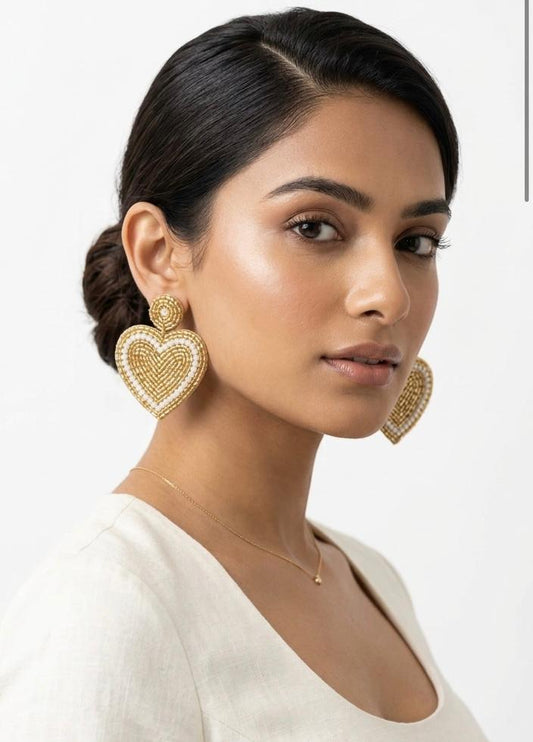 Gold Heart, Pearl Lines Drops