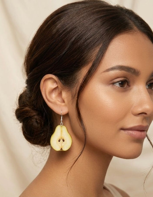 Miniature sliced pear statement earrings