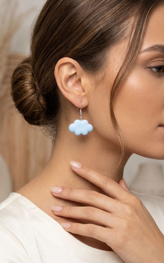 Miniature pastel blue cloud earrings