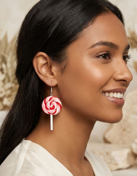 Pink swirl lollipop earrings