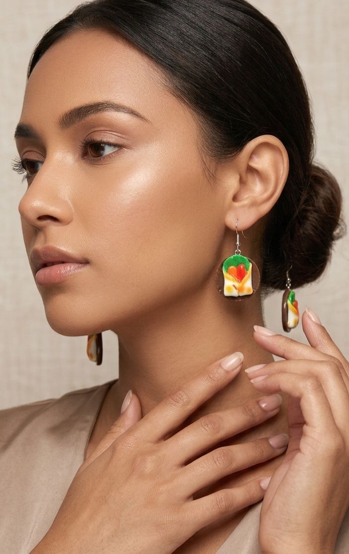 Miniature wrap burrito statement earrings